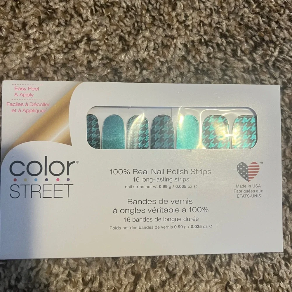 Color Street Suit Yourself Teal Black Houndstooth Nail Polish Strips FDS574 NEW - Picture 1 of 2